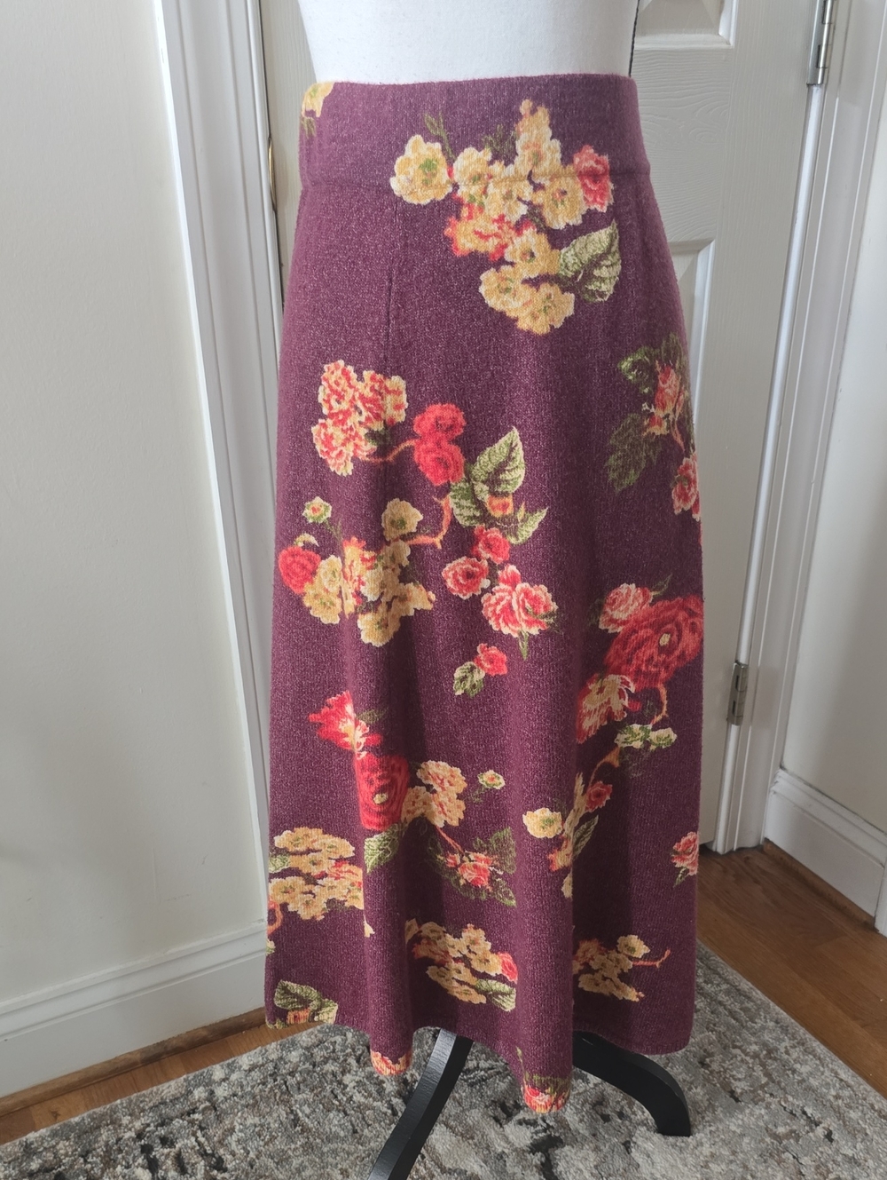 LC LAUREN CONRAD BRAND WOMEN'S PLUS SIZE SLIP-ON PLUM FLORAL SKIRT SIZE 1X